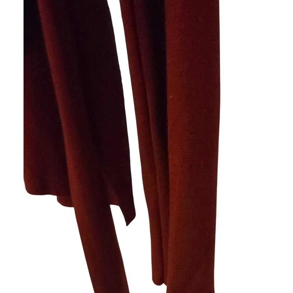 Free Assembly Ribbed Button Front Knit Top Rust Brown Collared Long Sleeve - Picture 10 of 12